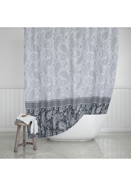 Banyo Perdesi 1x110x200 Tek Kanat Duş Perdesi Halka Hediyeli Duşakabin Perdesi 2102 Gri fiyatları