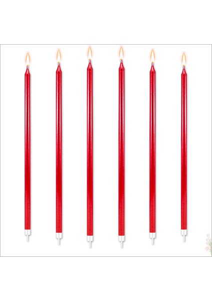 Krom Mum, 20 cm x 6 Adet - Kırmızı