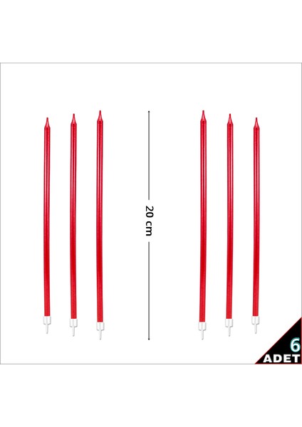 Krom Mum, 20 cm x 6 Adet - Kırmızı fiyatları