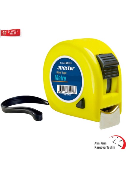 Şerit Metre 5 Metre * 25 mm Kilitli Askılı