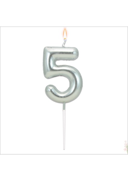 5 Rakam Gümüş Mum