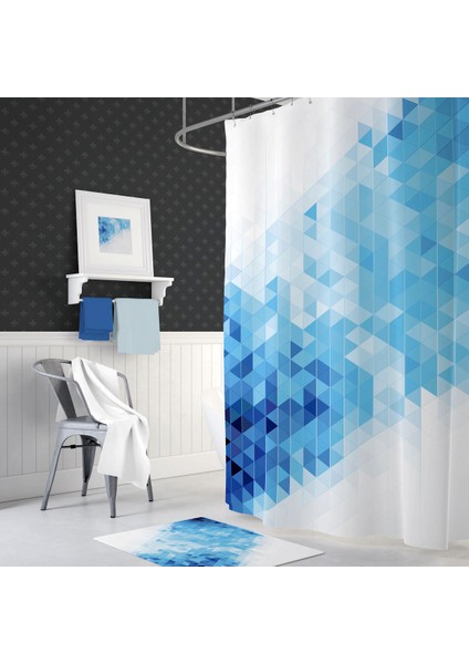 Mavi Banyo PERDESI-180X00 cm Dijital Baskı Duş Perdesi fiyatları