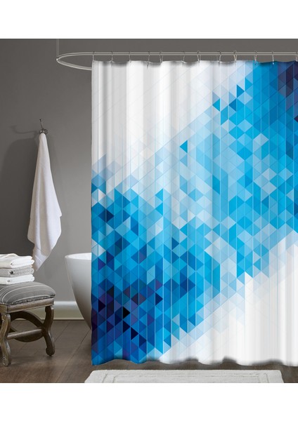 Mavi Banyo PERDESI-180X00 cm Dijital Baskı Duş Perdesi modelleri