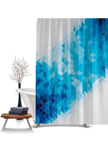 Mavi Banyo PERDESI-180X00 cm Dijital Baskı Duş Perdesi fırsatları