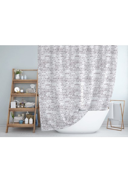 Kahverengi Banyo Perdesi-Halkalı Su Geçirmez Duş Perdesi 180X200 C Halkalı Polyester Kumaş Duş Perde