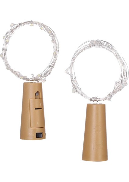 F Fityle 2 Adet Büyüleyici Cork Şekilli 10 LED Gece Lambası Yıldızlı Bakır Tel Işık (Yurt Dışından)