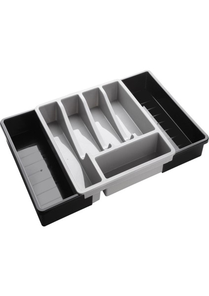 Organizer Çift Tarafa Açılabilen 5+2 Bölmeli Raylı Kızaklı Ayarlanabilir Çatal Bıçak Kaşıklık