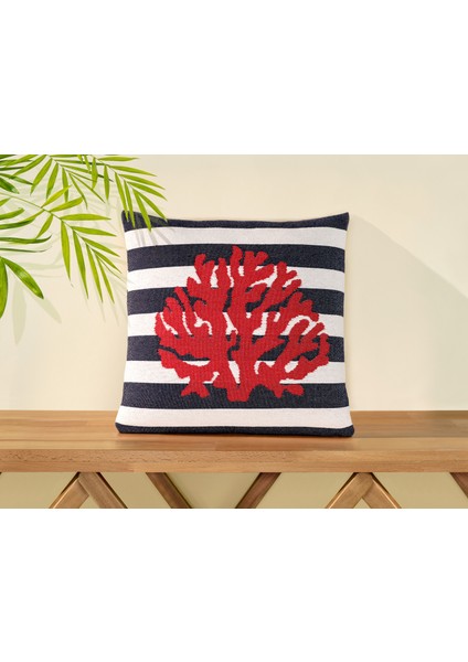 Kaarlo Kırlent Kılıfı - Lacivert/kırmızı - 45X45 cm