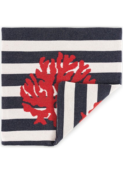 Kaarlo Kırlent Kılıfı - Lacivert/kırmızı - 45X45 cm fırsatları