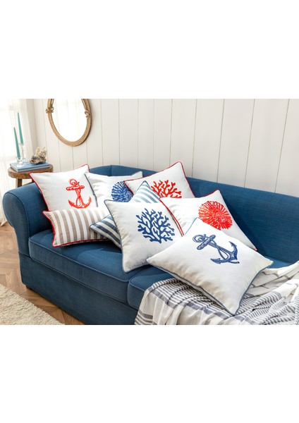 Noe Kırlent Kılıfı - Beyaz/kırmızı - 43X43 cm indirimleri