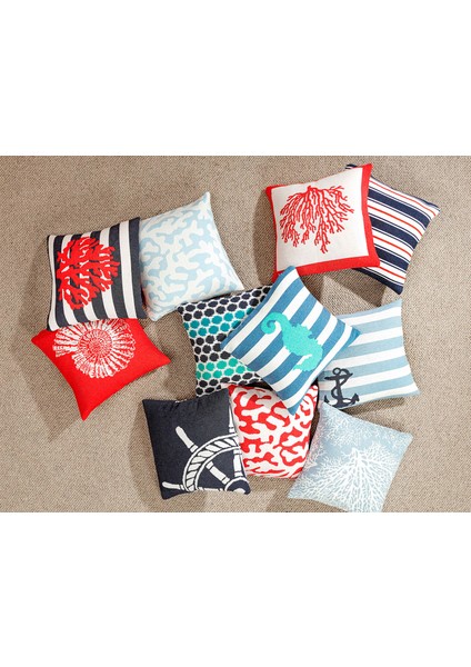 Dyanna Kırlent Kılıfı - Mavi/beyaz - 45X45 cm indirimleri