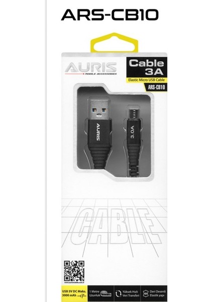 ARS-CB10 Micro Metal Kablo USB Kablo