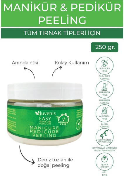 Manikür Pedikür Peelingi Özel Formül Hızlı Etki Yumuşatan Tırnak Bakımı Peelingi 250GR