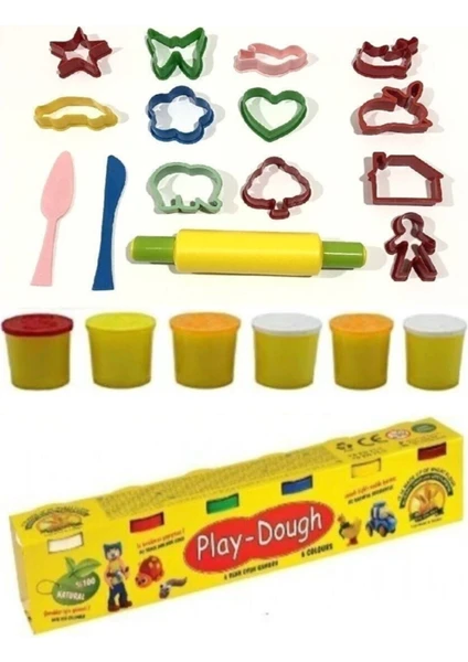 Play Dough Oyun Hamuru 6 ' Lı ve Oyun Hamuru Kalıbı Seti Hediyeli 15 Parça