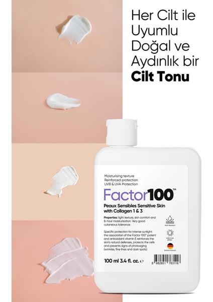 FACTOR100 Ultra Nemlendirici Leke Karşıtı Yüksek Koruma SPF50+ 100 ml