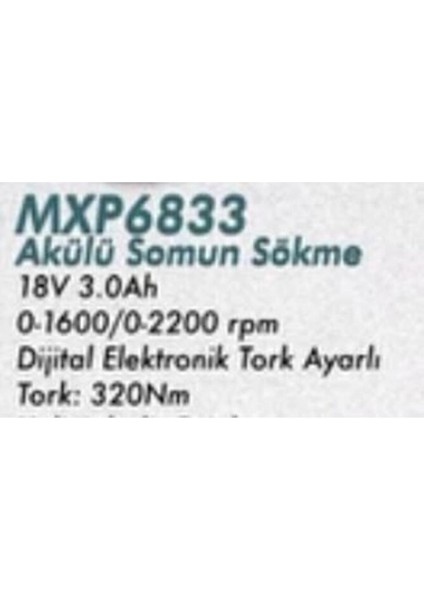 Max Extra MXP6833 Çift Akülü Darbeli Kömürsüz Somun Sıkma 3A 18V