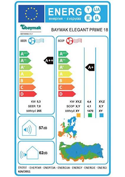 Elegant Prime 18 A ++ (Montaj Dahil)-D Duvar Tipi Inverter