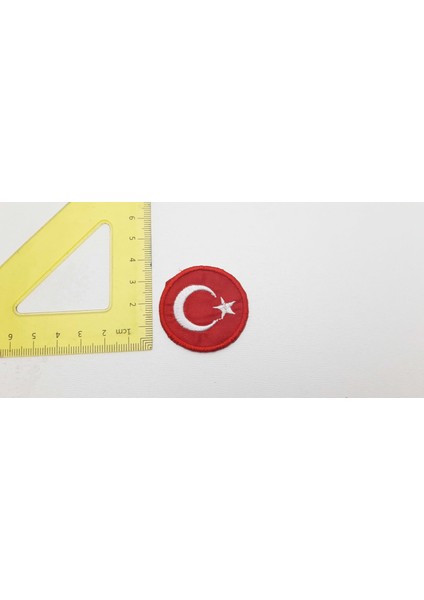 dairesel "Türk Bayrağı" 4 cm Çapında Arma Yama Patch (1 Adet)