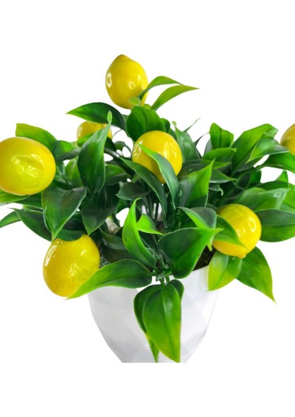 Yapay Çiçek Beyaz Saksıda Limon Demeti Dekoratif Masa Çiçeği modelleri