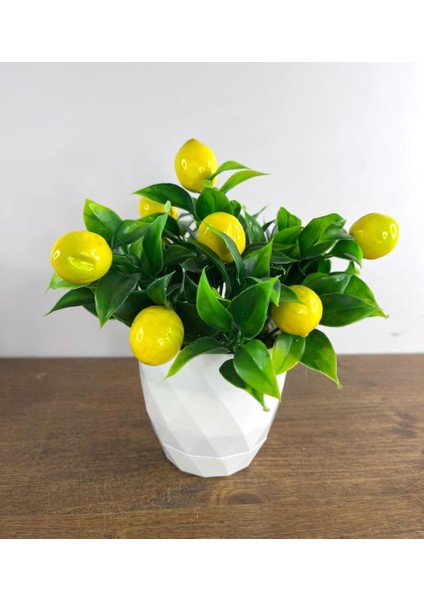 Yapay Çiçek Beyaz Saksıda Limon Demeti Dekoratif Masa Çiçeği fırsatları