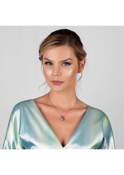 925 Ayar Gümüş Zirkon Taşlı Gelin Damat Kolye - Model - 2 fiyatları