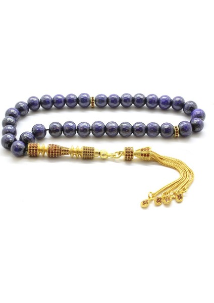 925 Ayar Gümüş Püsküllü Kırmızı Zirkon Taş Işlemeli His Taşı Tesbih