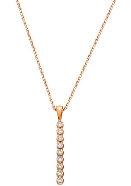 Sıralı Zirkon Taşlı Gold Renk 925 Ayar Gümüş Bayan Kolye modelleri