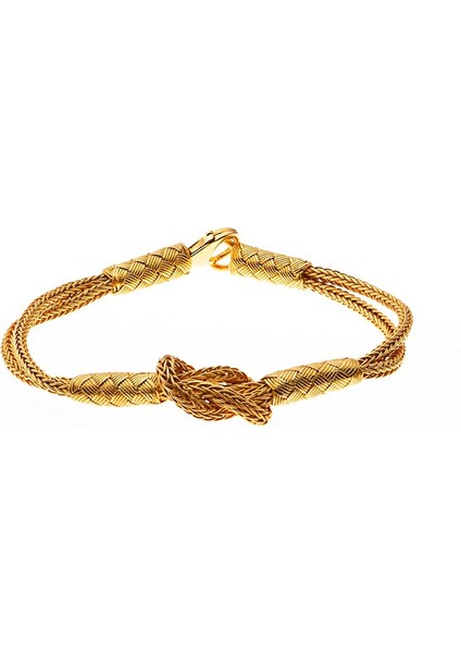 El Işçiliği Düğüm Tasarım Gold Renk 1000 Ayar Gümüş Kazaz Bileklik indirimleri