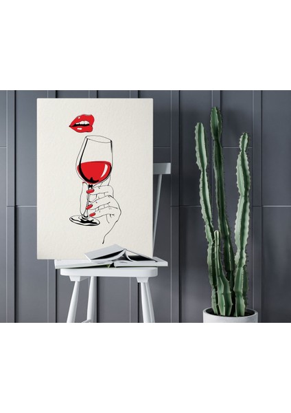 Home Kadın ve Kadeh Tasarımlı Kanvas Tablo 50X70CM-1