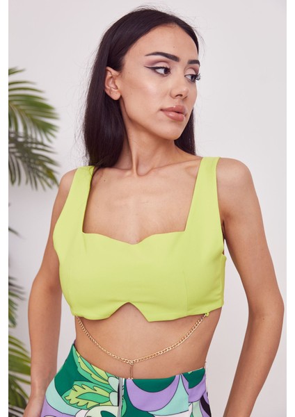 Zincir Detay Büstiyer-Neon Yeşil