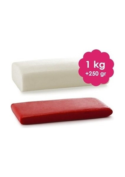 1 kg Beyaz ve 200 gr Kırmızı Şeker Hamuru Set