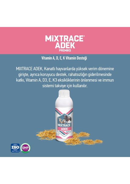 Mıxtrace Adek Vitamin A + Vitamin D3 Vitamin E Vitamin K3 - Sıvı Premiks 1 Litre fiyatları