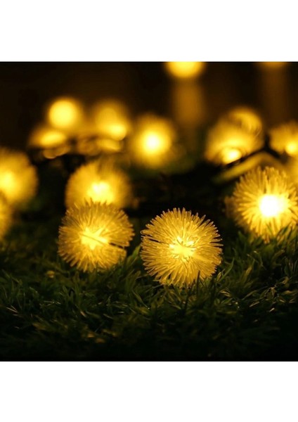 Teknoloji Güneş Enerjili 6.5 M 30 LED Sarı Renkli Kar Tanesi Solar Bahçe Aydınlatması LED Lamba