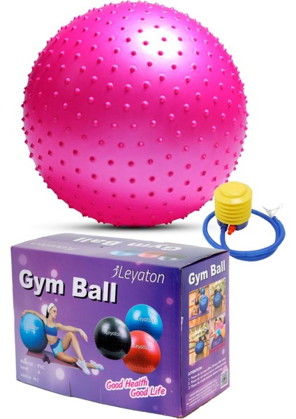 Dikenli Yoga Duyu Pilates Aeorobik Jimnastik Topu 65 cm Pembe