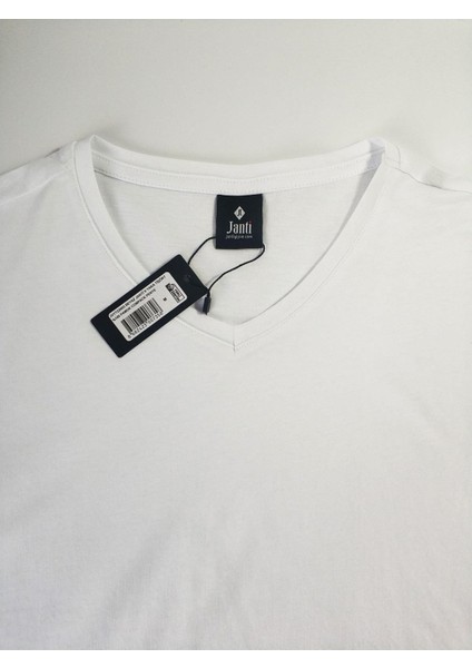 V Yaka Tişört Regular Fıt %100 Pamuk Compack Penye fiyatları