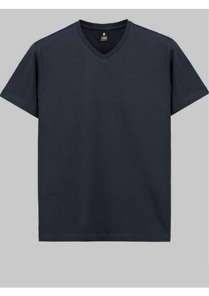 V Yaka Tişört Regular Fıt %100 Pamuk Compack Penye