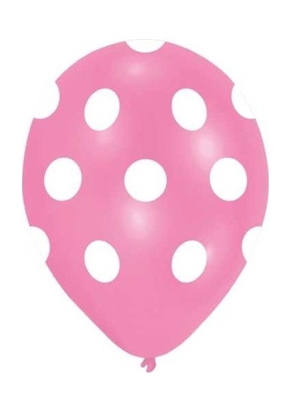 Balon 20 Adet Puantiyeli Balon Parti Süsleme Pembe 25 x 30 cm
