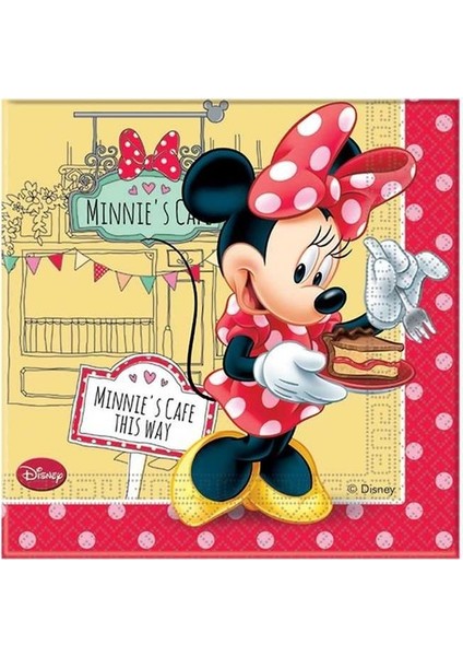 Peçete 20 Adet Minnie Cafe Peçete Doğum Günü Parti Kutlama 33 cm x 33 cm