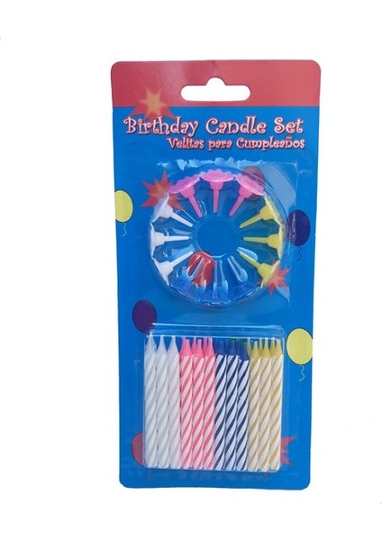 Pasta Markettime Doğum Günü Mumu Set Piti Kareli Renkli