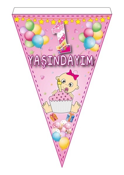 Pasta Markettime Flama 1 Yaşındayım 10'lu Pembe