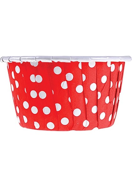 Kırmızı Puantiyeli Kek Kapsülü 50 Adet