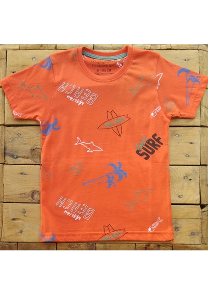Kısa Kollu Erkek Çocuk T-Shirt 5-8 Yaş Sarı
