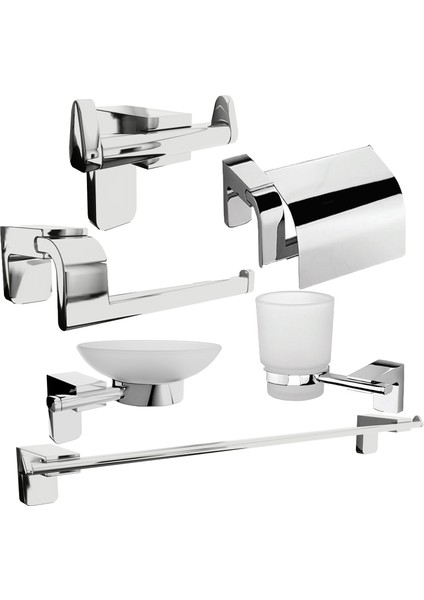 Paslanmaz Lux 6 Lı Banyo Seti ve Aksesuarı