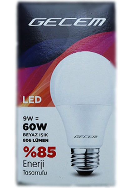9W 230V 806LM 3000K E27 A60 LED Normal Ampul 5 Adet