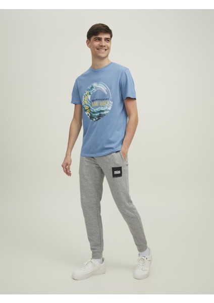 Jack & Jones Erkek Bisiklet Yaka Baskılı Tişört 12213771