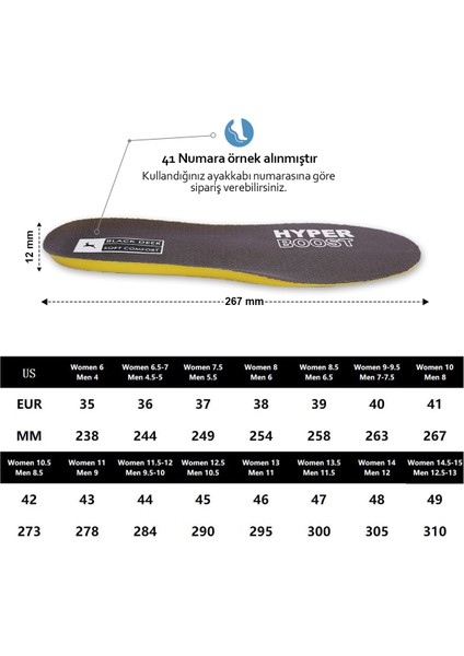 Black Deer X15 Yumuşak Ortopedik Tabanlık,Rahat Tabanlık,Konfor Tabanı,Spor Tabanlığı,Erkek,Kadın, Gri