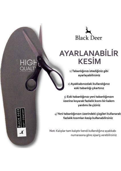 Black Deer X15 Yumuşak Ortopedik Tabanlık,Rahat Tabanlık,Konfor Tabanı,Spor Tabanlığı,Erkek,Kadın, Gri