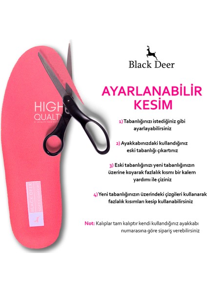 Black Deer X15 Yumuşak Ortopedik Tabanlık,Rahat Tabanlık,Konfor Tabanı,Spor Tabanlığı,Kadın, Pembe