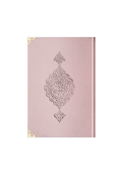 Çanta Boy Kadife Kur'an-I Kerim (Pudra Pembe, Yaldızlı, Mühürlü) - E5 Pudra Pembe