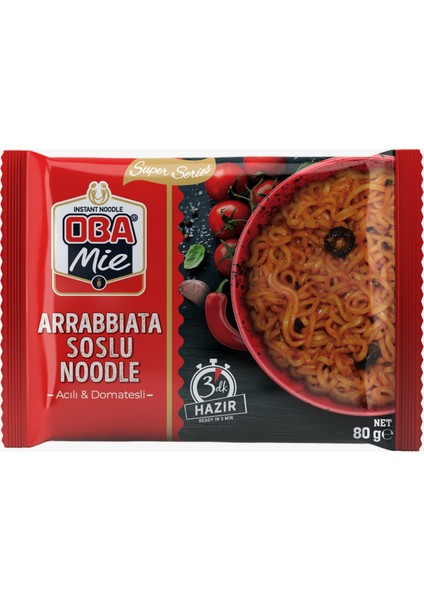 Oba Mie Arrabbiata Soslu Noodle 12'li Paket